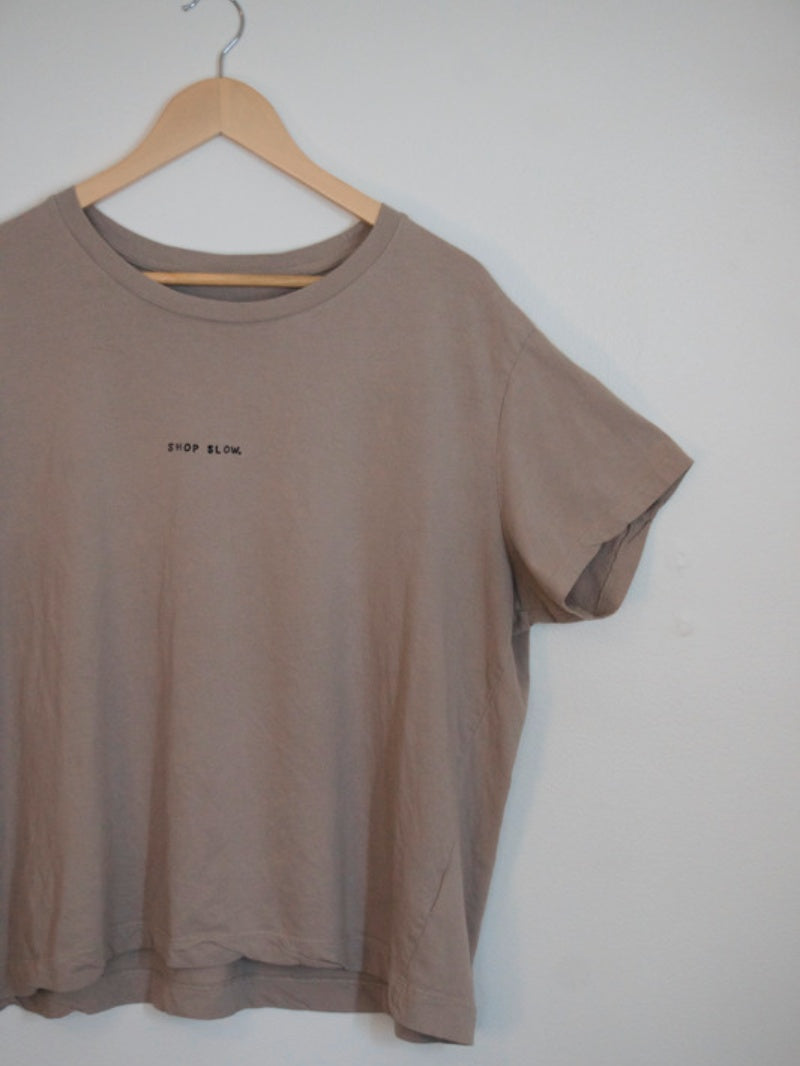 SOLEMAR STAMPED TAN BOXY TEE