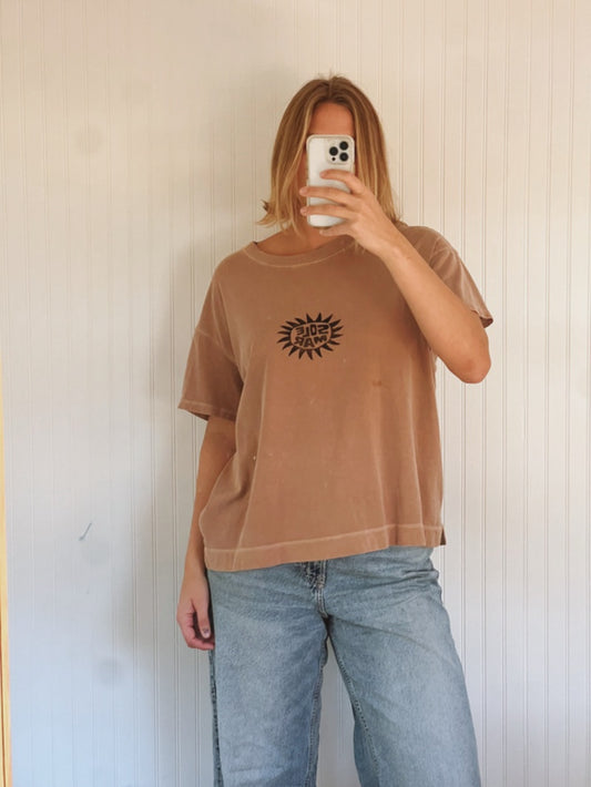 SOLEMAR SUN STAMPED LIGHT BROWN BOXY TEE