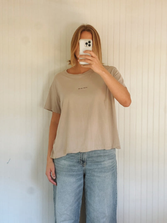 SOLEMAR STAMPED TAN BOXY TEE